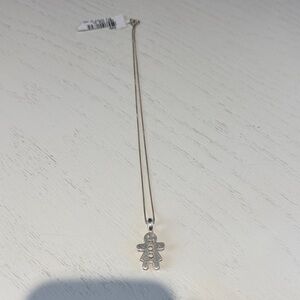 Silver Gingerbread Girl Pendant Necklace